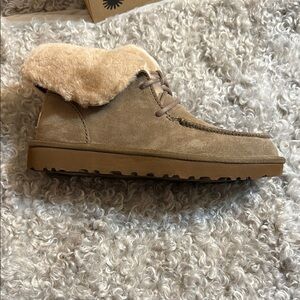 UGG Tan Suede Ankle Boots with Shearling